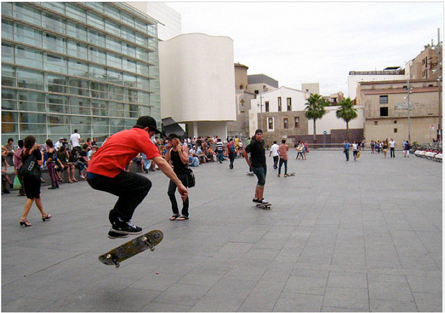 skater at barcelona angels square